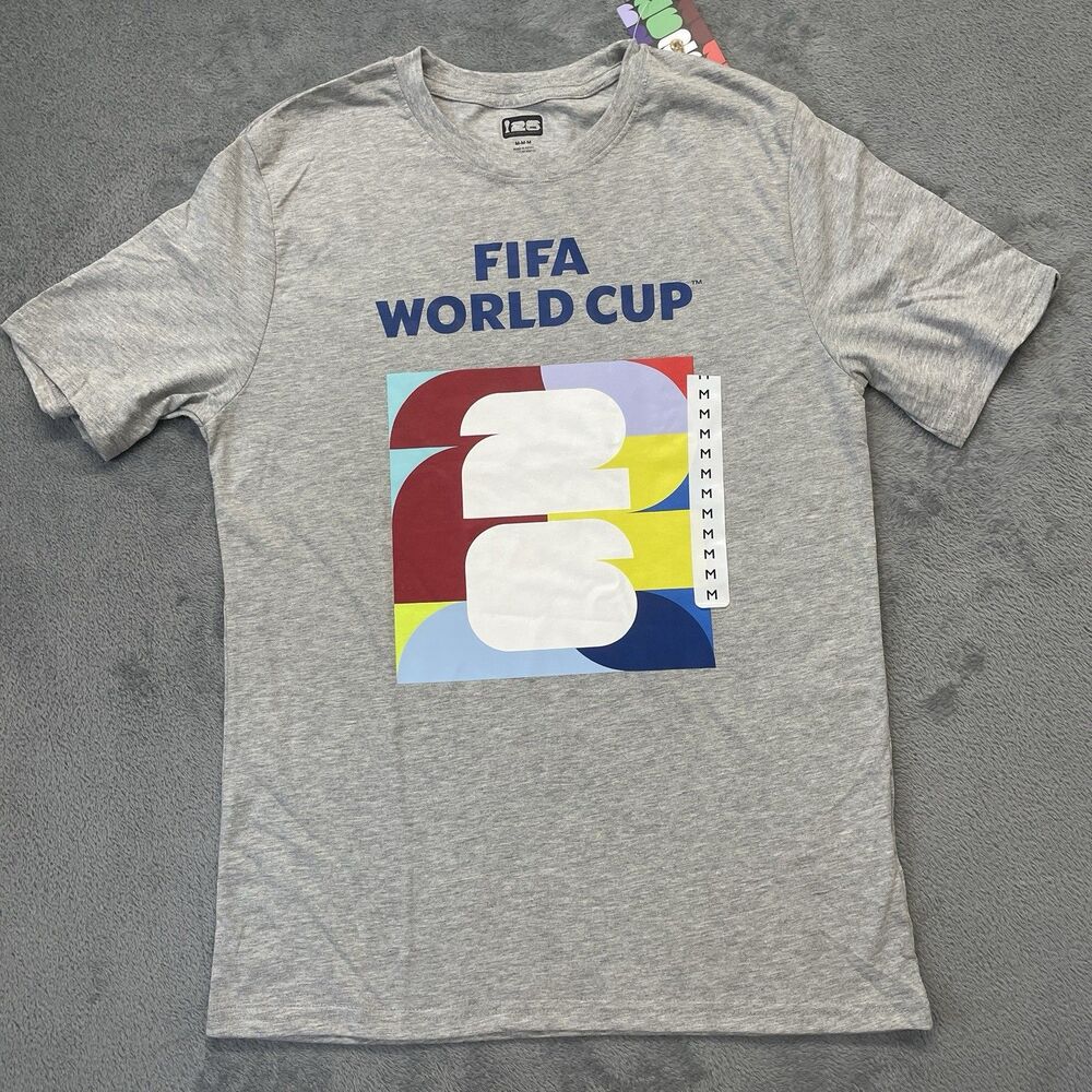 Official 2026 FIFA World Cup Licensed Gray Soccer T-Shirt Adult Size Medium New